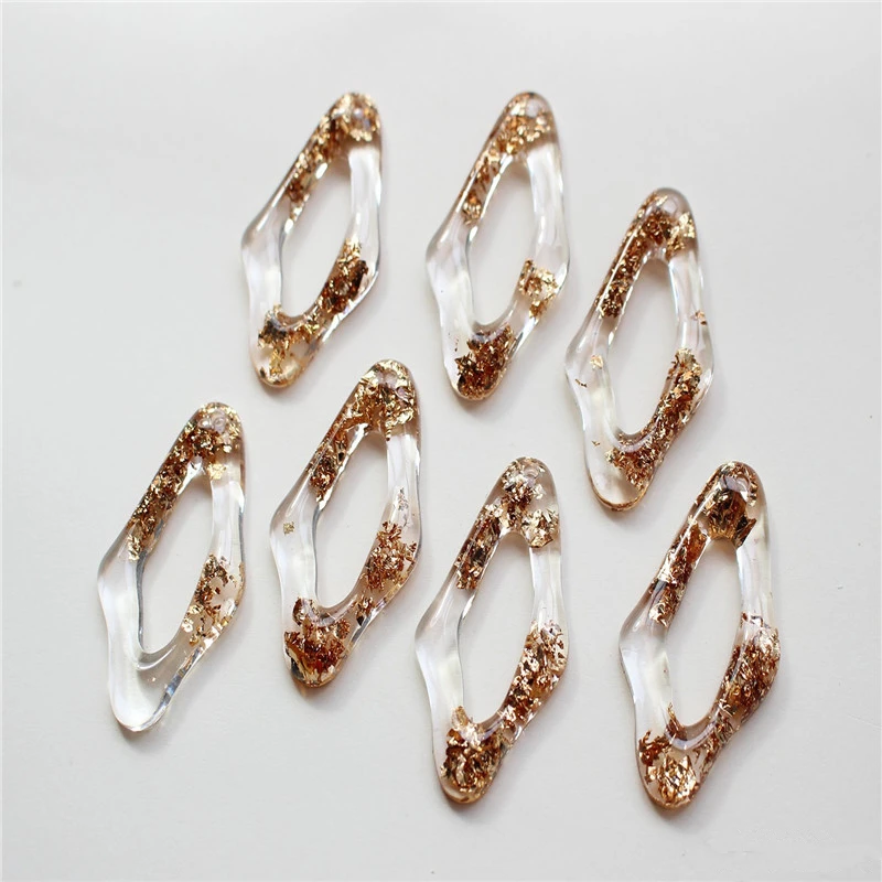 

New style 40pcs/lot glitter decoration geometry Irregular rhombus shape resin beads with holes diy jewelry earring accessory