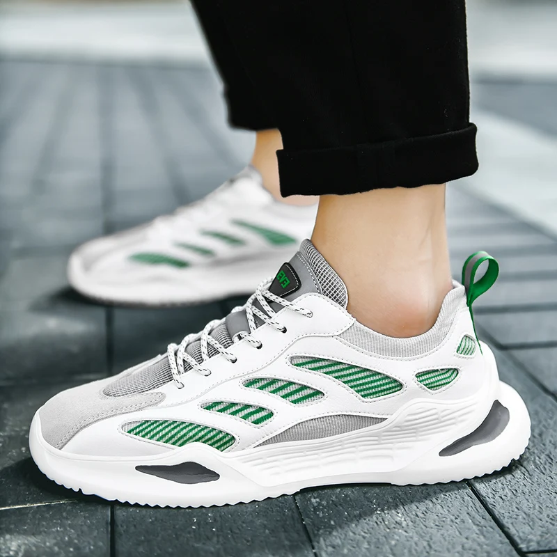 

2021 Spring and Autumn Rubber Platform Non-slip Height Increasing Running Shoes Lace-up Breathable Joker Waves Casual Shoes