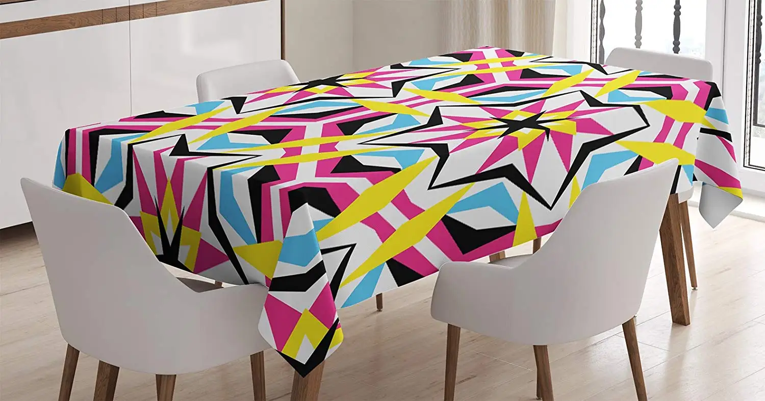 Psychedelic Декоративная скатерть 90s поп арт стиль яркий контрастный цвет Звездная