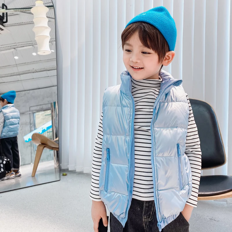 Новинка 2021 детский пуховой жилет теплый с подкладкой и воротником-стойкой для