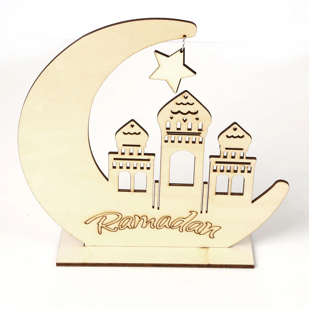 Ramadan Wooden Eid Mubarak Decoration For Home Moon Islam Mosque Muslim Plaque Hanging Pendant Festival Party Supplies | Дом и сад