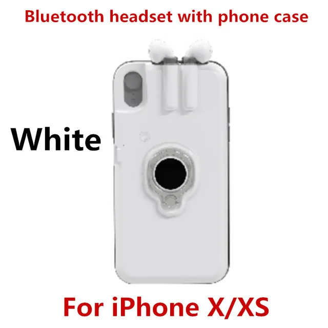 White For iP X XS Модный беспроводной Bluetooth наушник чехол для телефона для iPhone 6 6x7 8 Plus Bluetooth ушной чехол для телефона s для iPhone XS MAX XR X Чехол - Цвет: White For iP X XS