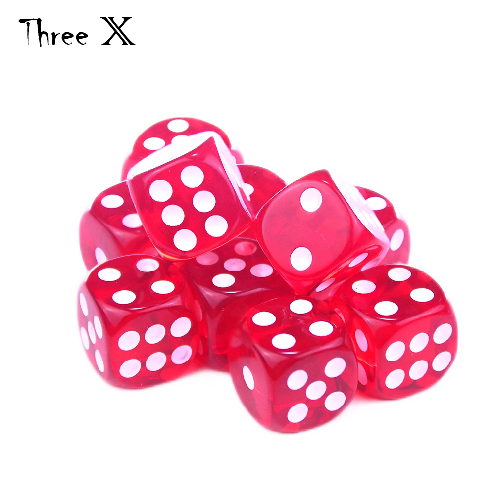 10 шт. шестисторонние кубики 16 мм стандартные твердые игральные кости прозрачный