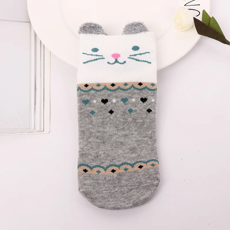 5 пара/лот Милые хлопковые женские Носки с рисунком кота и животных Кавайные