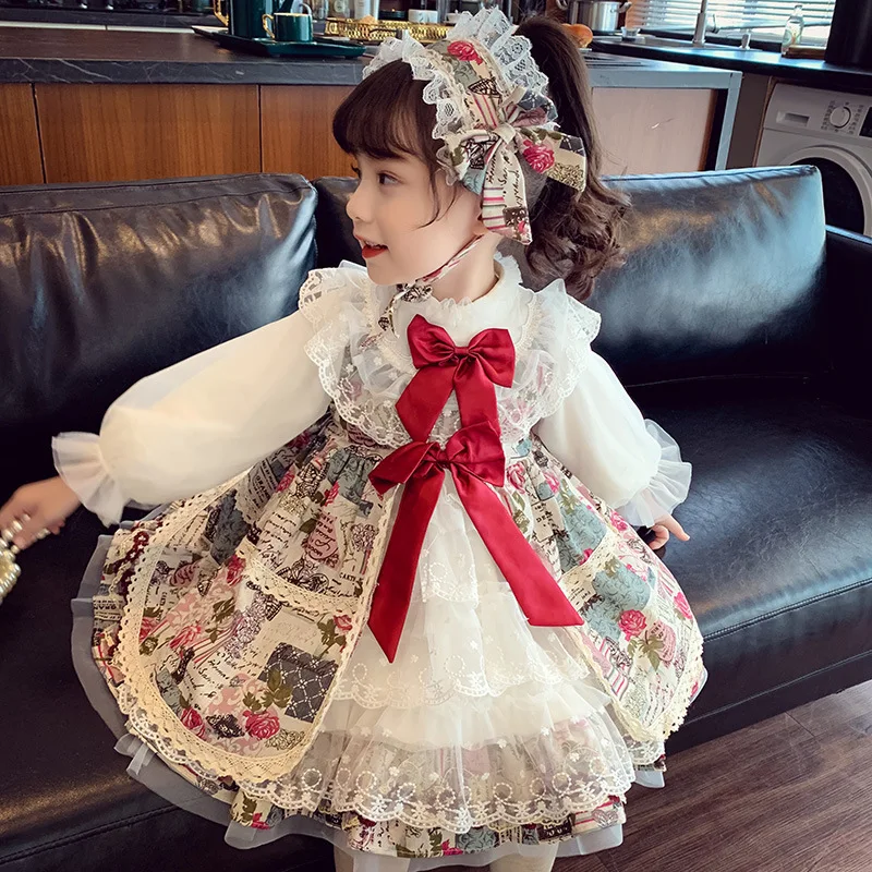 

Girl Lolita Princess Skirt New Children's Palace Style Lace Princess Skirt Spring Autumn Birthday First Year Christmas Dress
