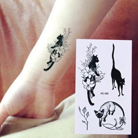 10 56cm waterproof fake henna painless tatto sticker sexy black cats temporary tattoo body art arm flash tattoo stickers