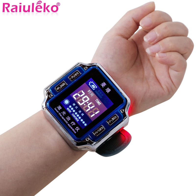 Laser Therapy Wrist Diode 650nm Low Frequency Hypertension Hyperlipidemia Hyperviscosity Treatment Watch Laser Therapy Device