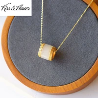 kissflower nk212 fine jewelry wholesale fashion woman girl bride mother birthday wedding gift vintage lucky 24kt gold necklace