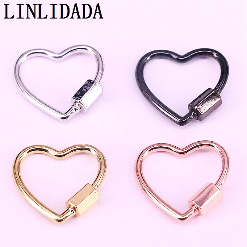 

10Pcs, 22x21mm Heart Shape Screw Clasp/Lock, Gold/Rose Gold/GunBlack Plated,For Bracelet Necklace Making, Jewelry Findind