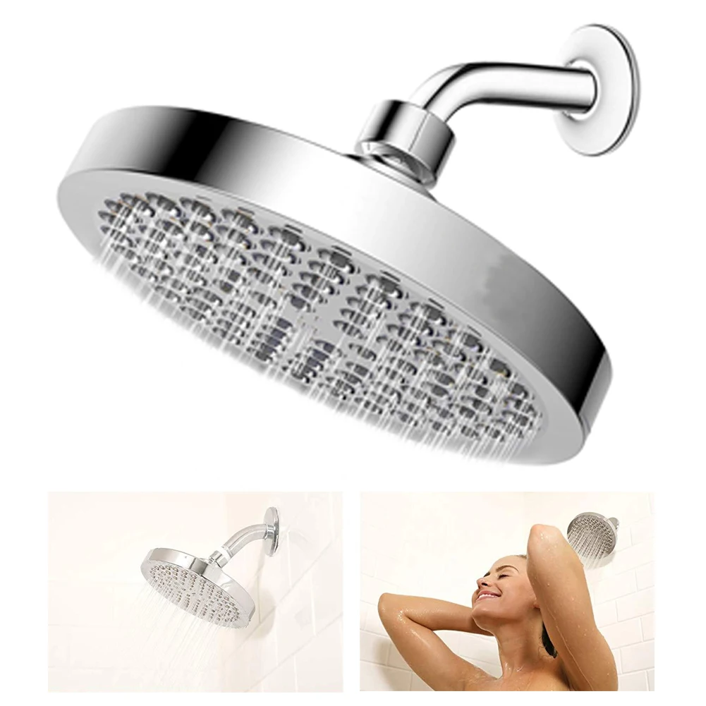 

Shower Head Spray Ultra-Thin Waterfall Head High Pressure Round Rainfall Shower Spray Round Showerhead 6inch Replacement Silver