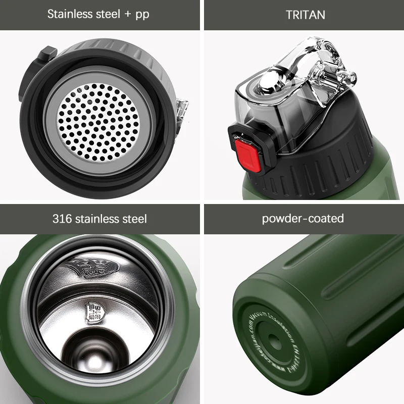 Шейкер Спортивная бутылка для воды портативная фляжка из нержавеющей стали 18/10