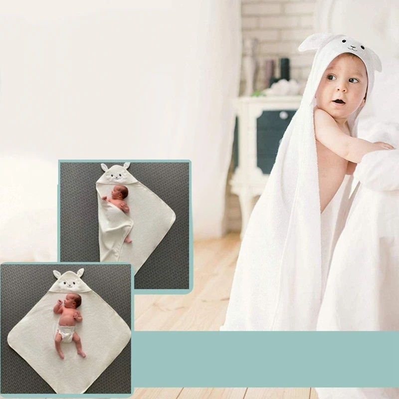 

Organic Bamboo Baby Hooded Towel | Ultra Soft and Super Absorbent Toddler Hooded Bath Towel with Cute Lamb Face Design | Great I