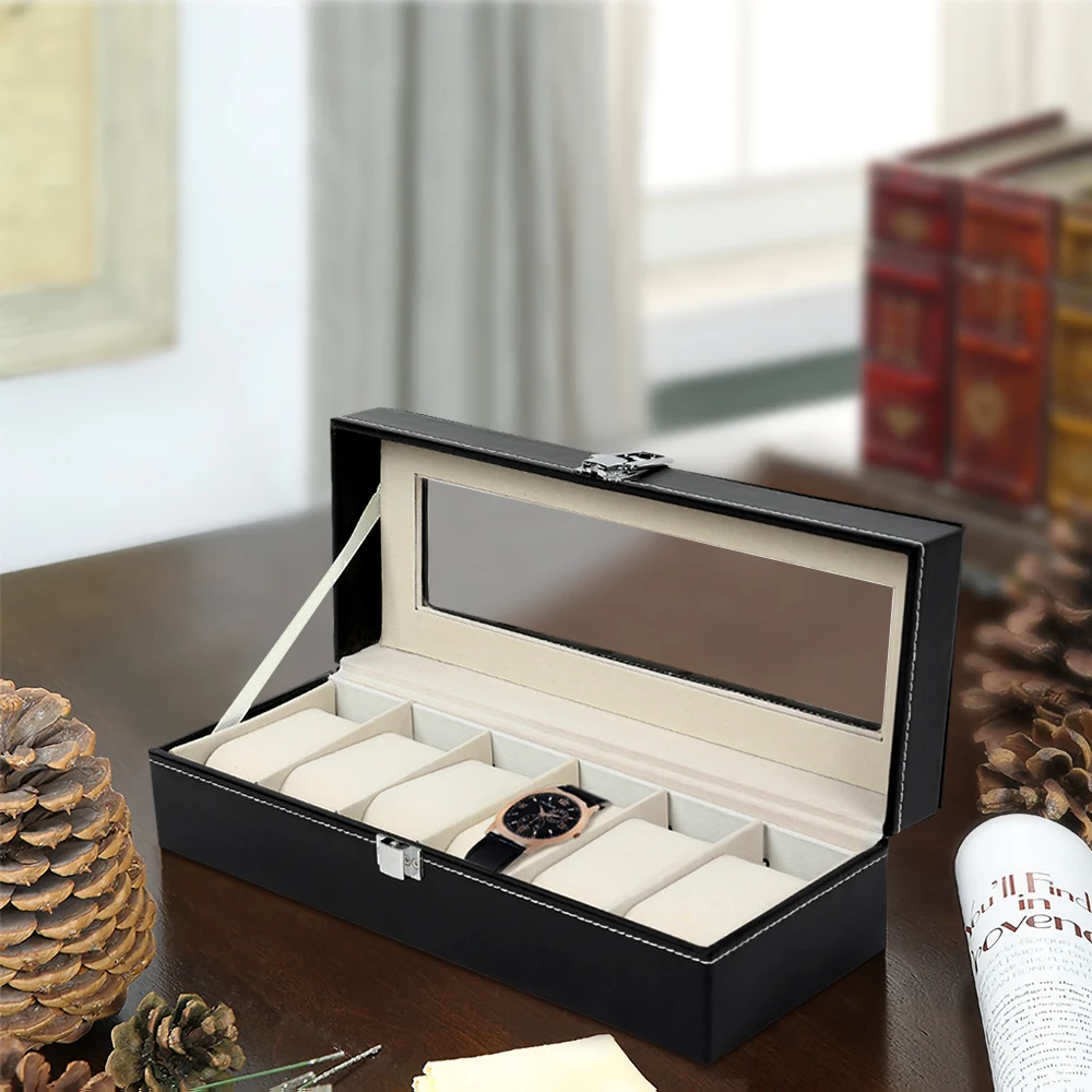 New 6-Position Leather Portable Watch Storage Box Jewelry Make Up Organizer Casket Ring Bracelet Holder Case | Дом и сад