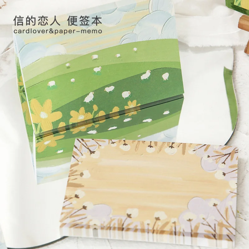 

80pcs/1pad Aesthetic Notepad Decorative Material Paper Stationery Kawaii Memo Pad Notebooks Writing Pads School Supplies