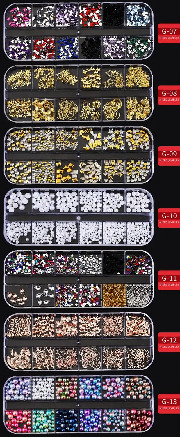 1 коробка Стразы для ногтей 3D стеклянные камни смешанные цвета сделай сам