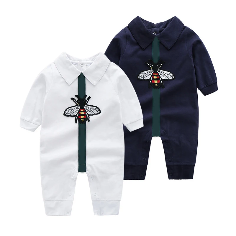 Summer Baby Embroidery Animal Pattern Long Sleeve Jumpsuit Boy Combed Cotton Lnfant Climbing Clothes Newborn Pajama Out |
