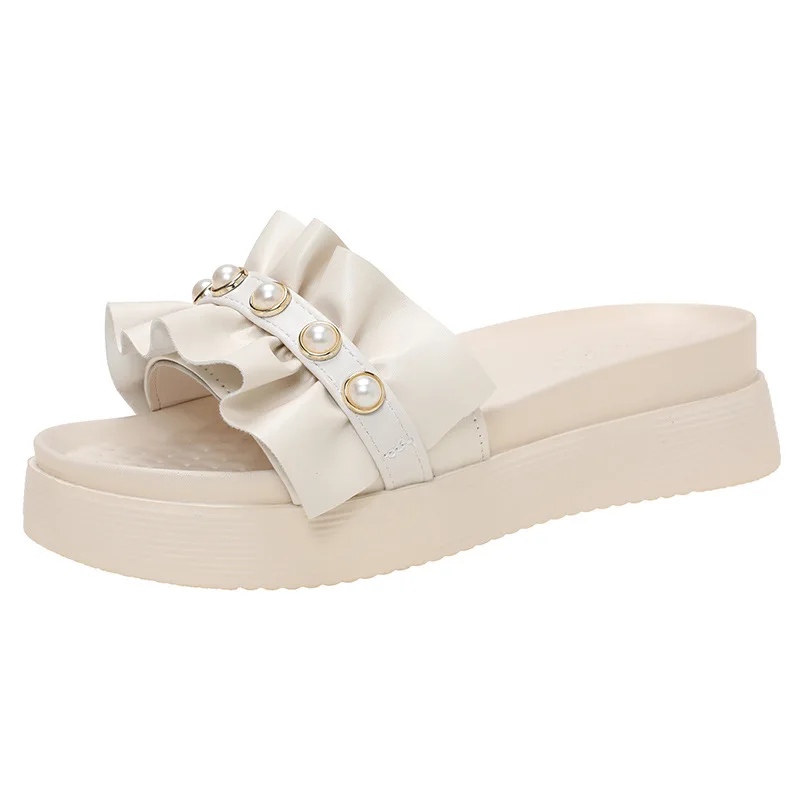

Female Shoes Ladies' Slippers Platform Summer Clogs Woman Flower Luxury Slides Low 2021 Beach Designer Hoof Heels Basic Floral R