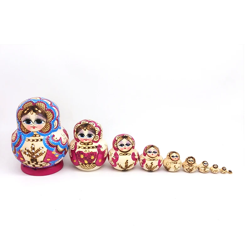 10 шт. деревянная русская ручная роспись Матрешка вабушка подарок Прямая