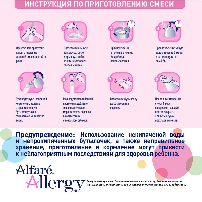 Alfare allergy (Alfare allerjee) a dry mixture for dietary therapy of allergies to cow milk proteins in children from birth 400Mother KidsBaby