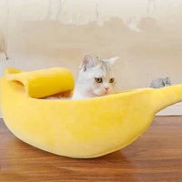 funny banana cat bed house cute cozy kitten lounger cat mat beds warm portable pet basket soft kennel dog cushion cat supplies