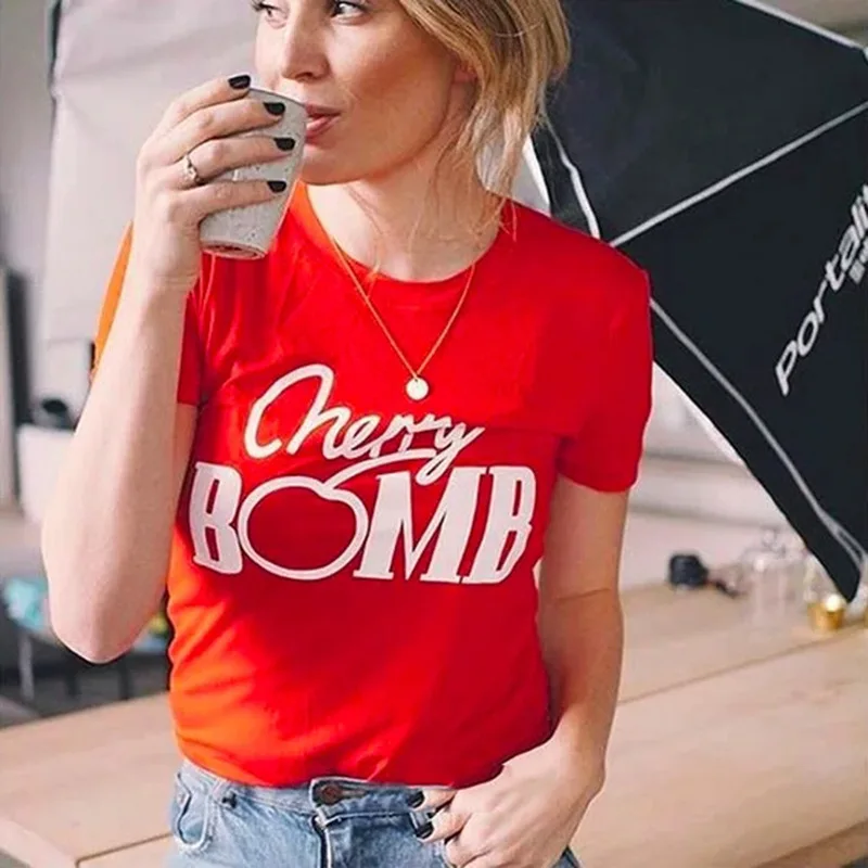 Футболка женская хлопковая с коротким рукавом топ в стиле Харадзюку Бомбер