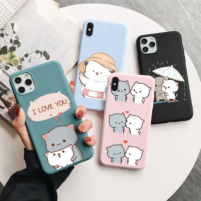Парный серый чехол с котом для Huawei P40 P20 P30 Lite Pro P Smart 2021 Y6 Y7 Y9 Prime 2019 Mate Honor 10i 20i 9X 8X 8A 10