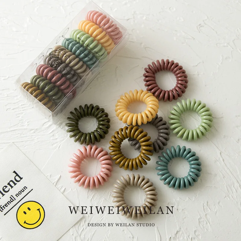 

9 Pcs Solid Telephone Line Elastic HairBand Women Rubber Bands for Girls Ponytail Holder Hair Rope Tie Scrunchies Accessories