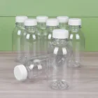Прозрачная пластиковая пустая контейнеры для бутылок для безалкогольных напитков с крышками, 300350400 мл, бутылки для апельсинового яблока, лимона, сока, молока, смузи