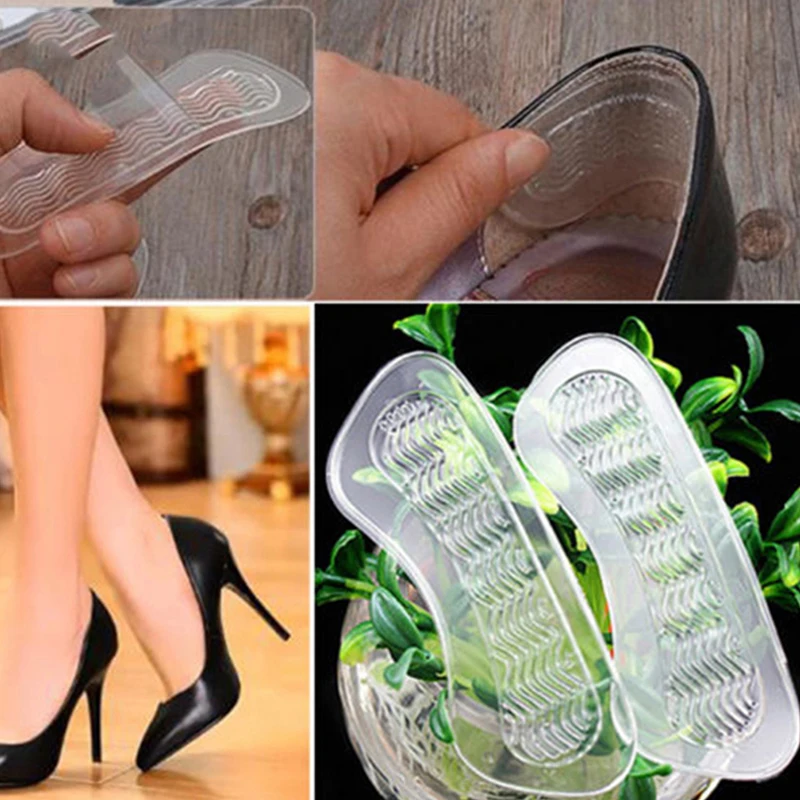 

Insole 1Pairs Rearfoot Invisible Silicone Anti-Slip High Heel Cushions Heel Back Liner Shoes Silicone Insoles Shoe Cushion