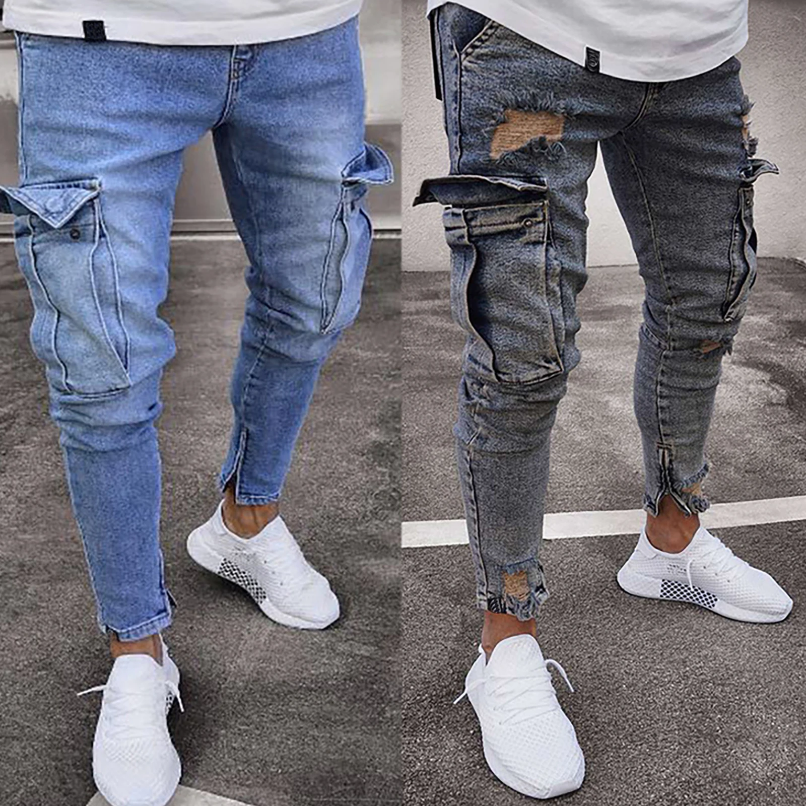 

Blue Jeans Denim Pants Men's Clothing Ripped Jeans Vintage Pencil Pants for Men Casual Trousers Ropa Hombre Men Jeans Pants