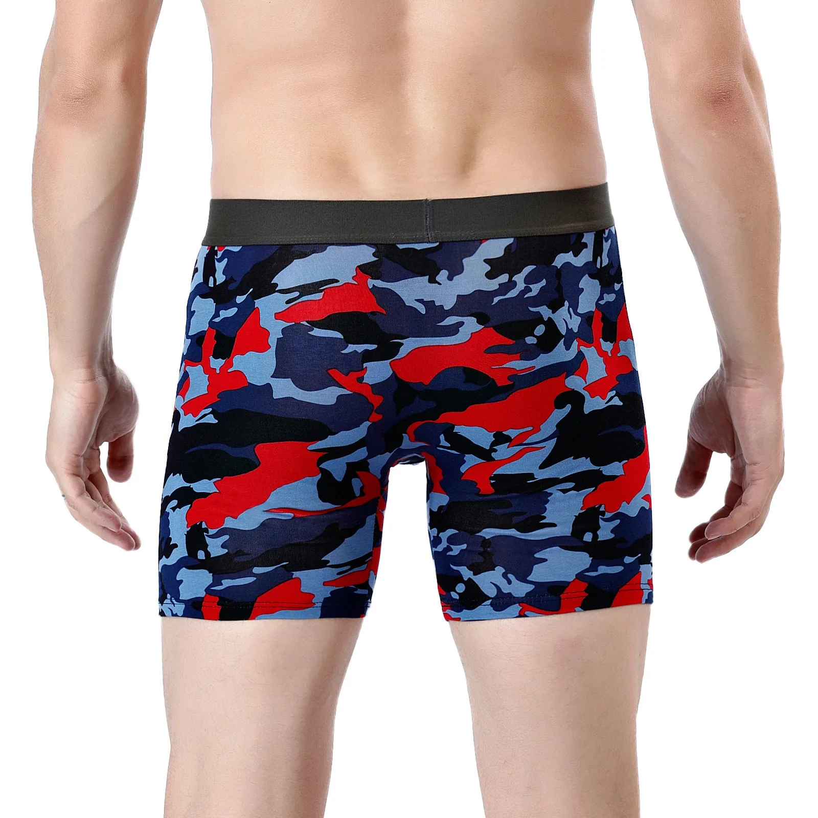 

Men's Cotton Boxer Camouflage Printed Boxer Briefs Breathable Sexy Briefs Long Style Comfortable Shorts Calzoncillos Hombre Slip