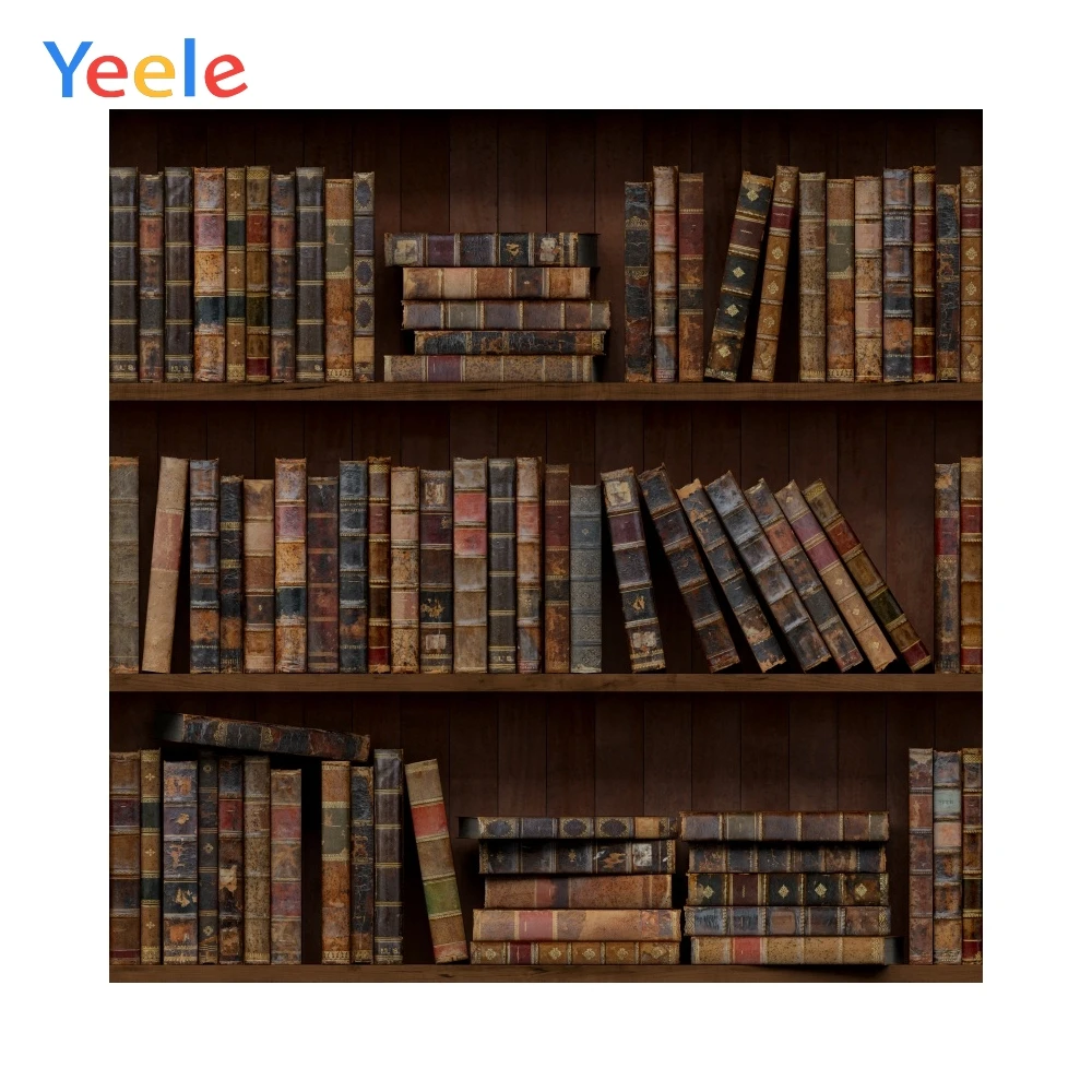 

Retro Library Wooden Bookshelf Student Child Portrait Photophone Photography Background Photographic Backdrops For Photo Studio