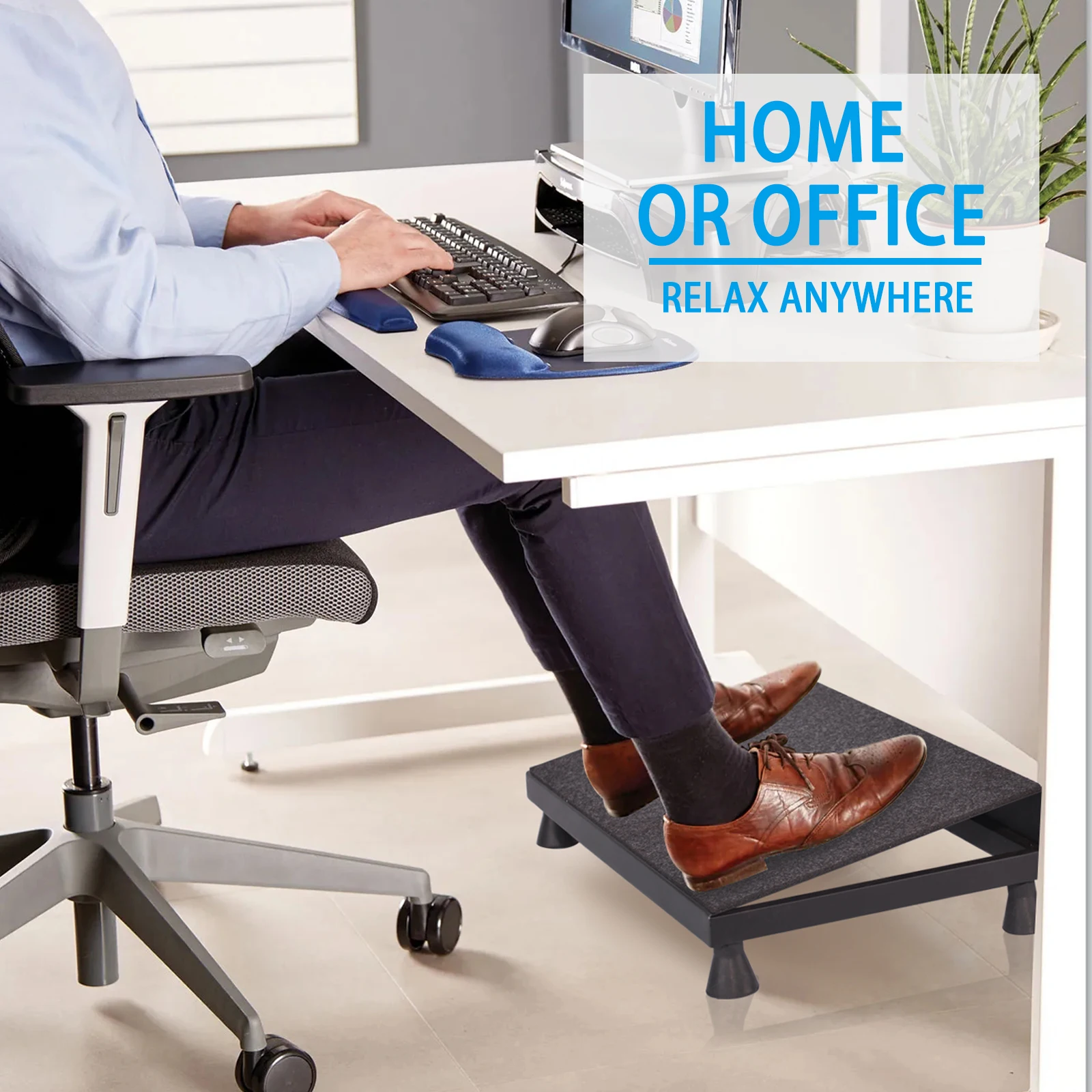 Эргономичная подставка для ног с максимальной нагрузкой 120 фунтов и нескользящей