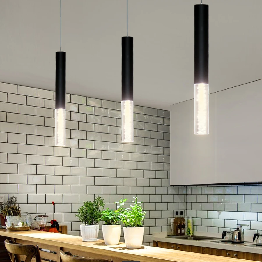 

HOT SELL Led Pendant Dimmable Hanging Lights Kitchen Island Dining Room Shop Bar Counter Decoration Cylinder Pipe Lamps