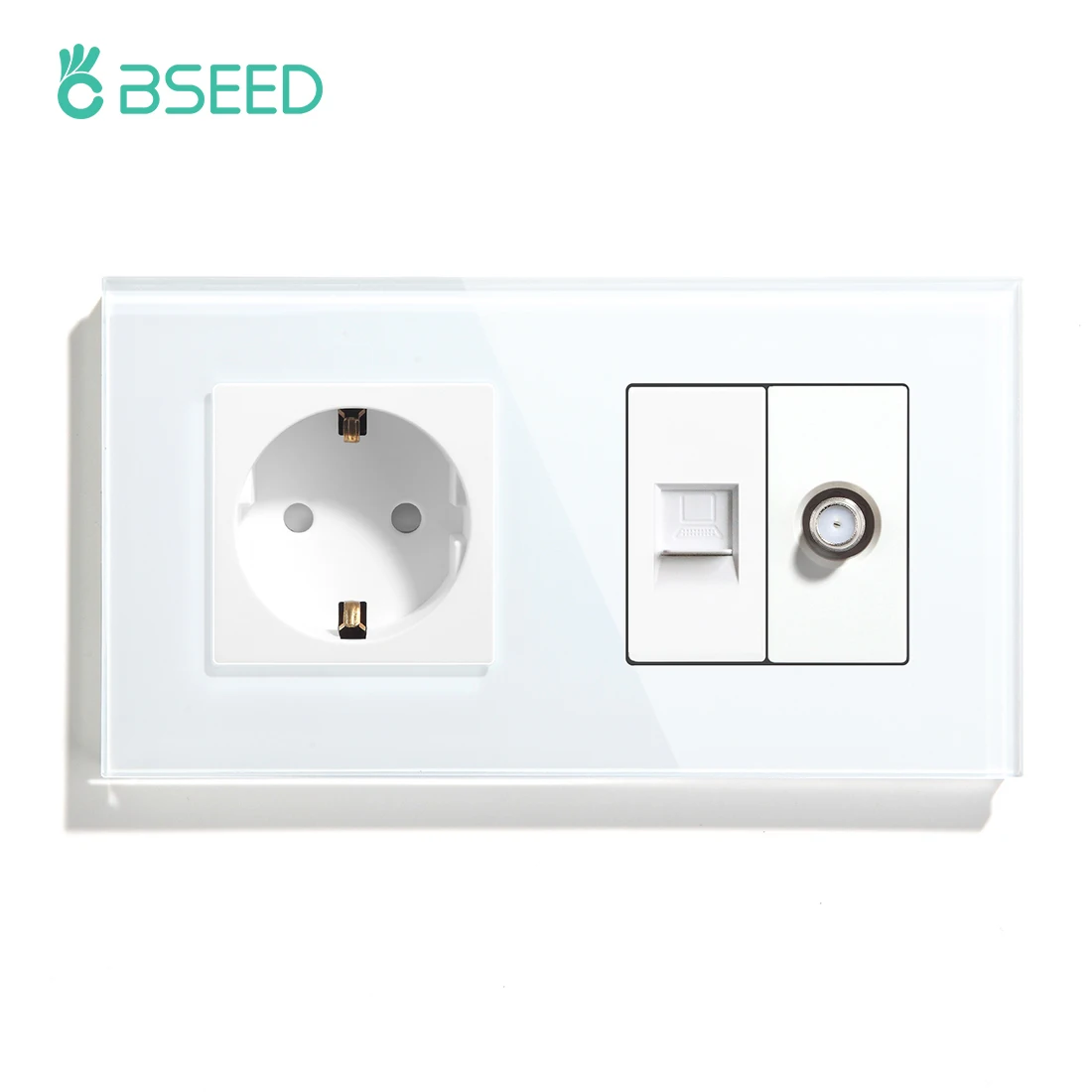 Настенная розетка BSEED со стеклянной панелью стандарт ЕС с гнездом из