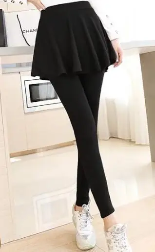 Thin Black Spring Юбка, леггинсы для девочек, флисовые, хорошо тянущиеся, плотные брюки на подкладке, спортивные, теплые, зимние, размера плюс, черные, белые, серые, ouc056 - Цвет: Thin Black Spring