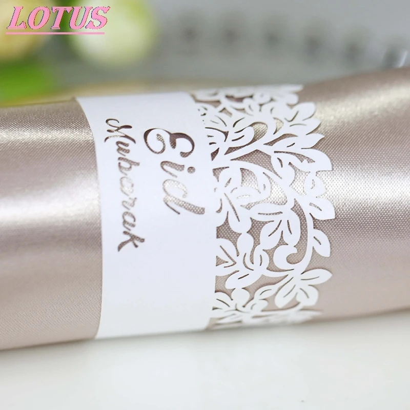 

10PCS Eid Mubarak Paper Napkin Ring Ramadan Decorations For Home Napkin Holder Table Decor EID Muslim Ramadan Kareem Description