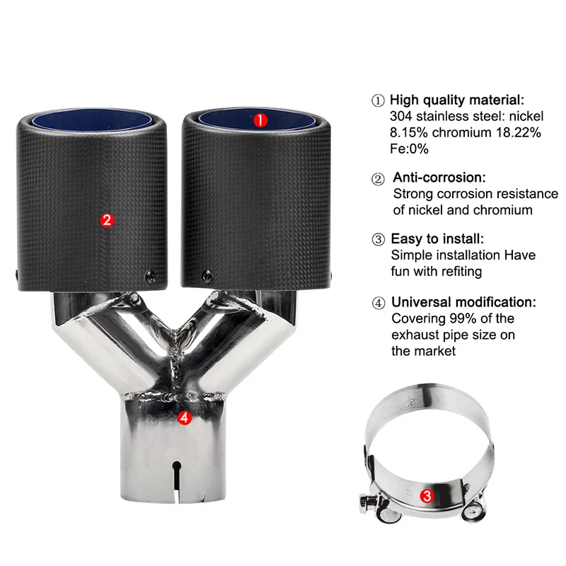 Автомобильный двойной равномерный хвостовой глушитель наконечники роликовый