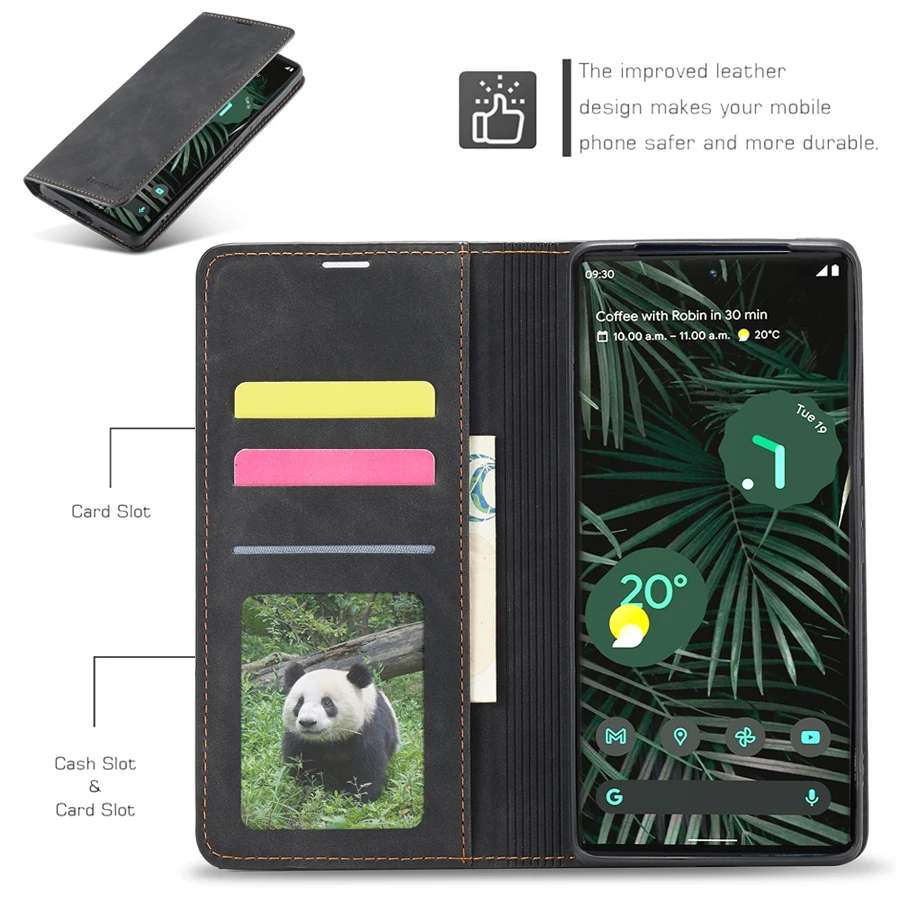 Wallet Leather Magnetic Case For Google Pixel 6 Fashion Business Flip Cover Google Pixel 6 Pro Anti-drop Protective Sleeve