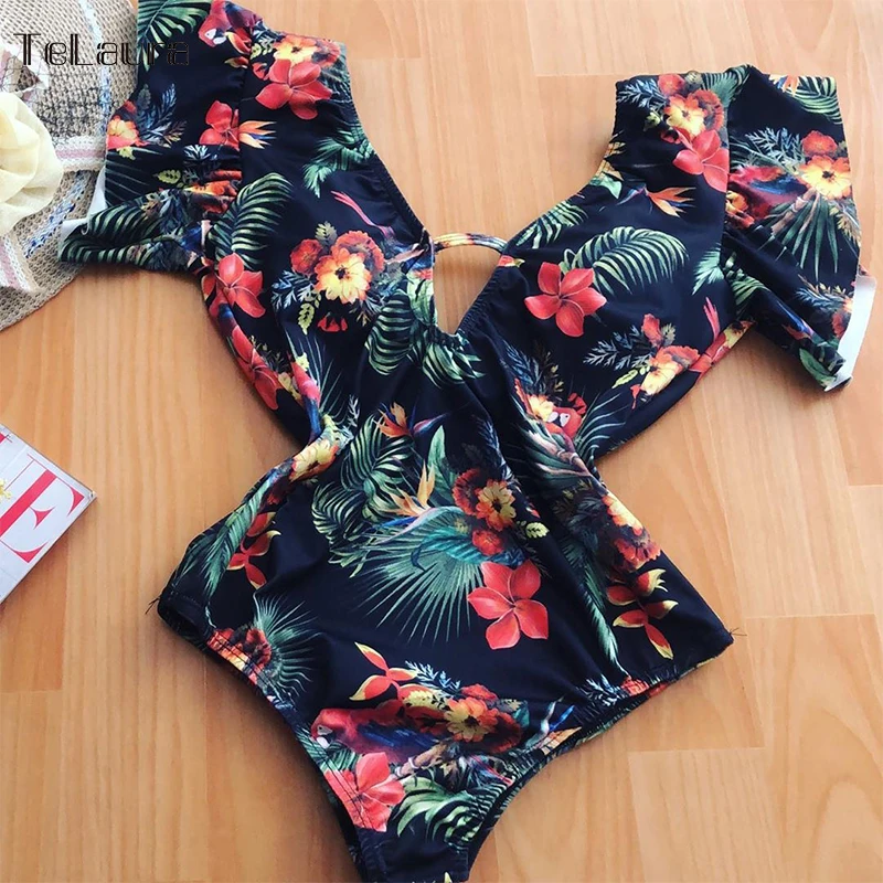 Сексуальный слитный купальник с оборками, купальник для женщин, монокини, боди с открытой спиной, купальник для женщин, купальники, летняя пляжная одежда