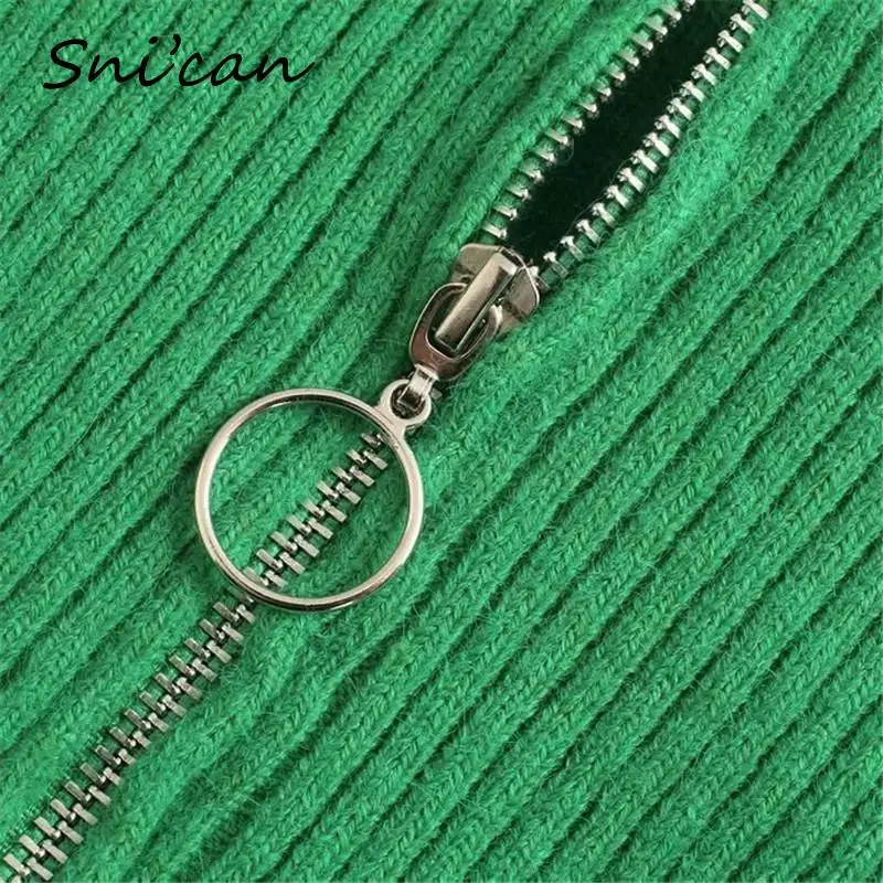 Женский свитер с отложным воротником зеленый пуловер длинным рукавом и узором