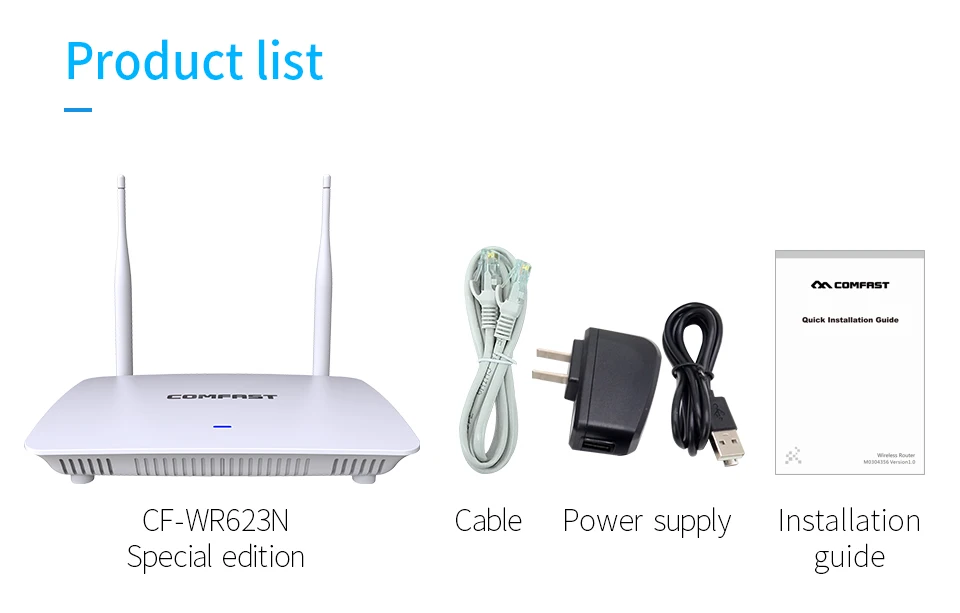 comfast CF-WR623N 300 Мбит/с беспроводной WiFi роутер Wi-Fi роутер/режим AP, 1WAN+ 3LAN RJ45 порты с двойной 5dBi wifi антенной