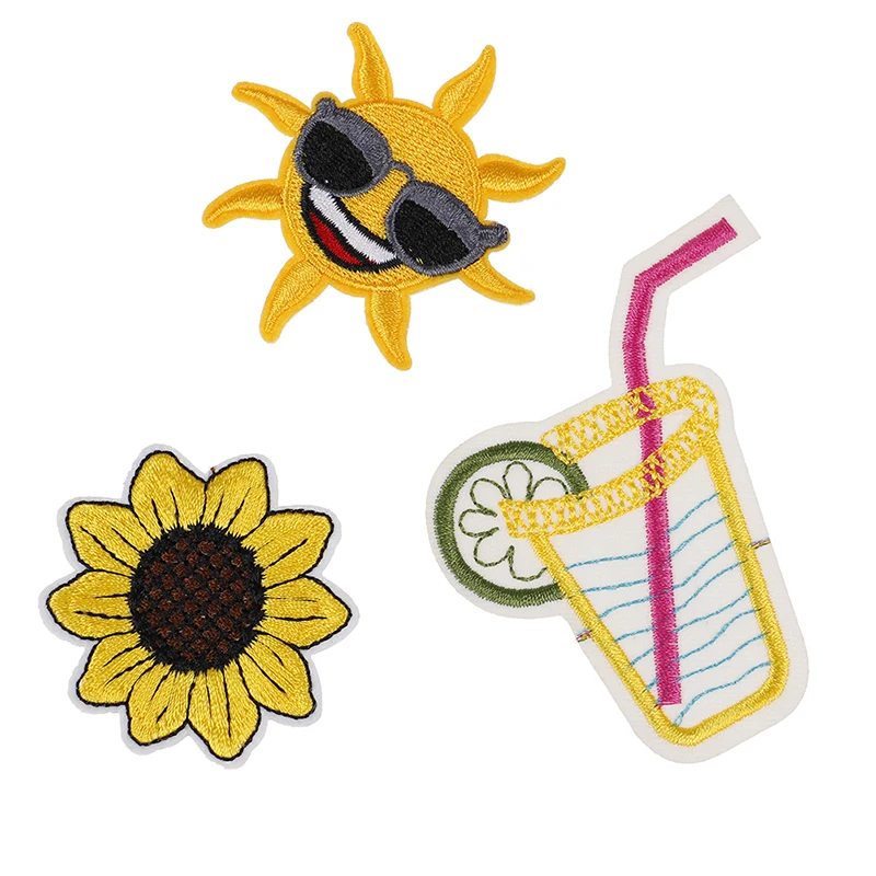 1 шт. футболка вышитая нашивка Подсолнух солнце металлическая аппликация патчи