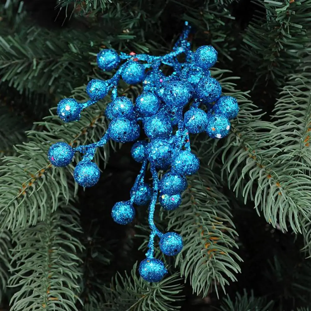

50%HOT3Pcs/Set Holly Berries Artificial Flower Decorative Iron Wire Christmas Paillette Glitter Simulation Berry Home Decor