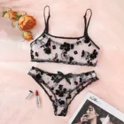 Женское нижнее белье, соблазнительное нижнее белье, женское соблазнительное нижнее белье с цветочной вышивкой и кружевным бантом, соблазнительное белье, комплект нижнего белья