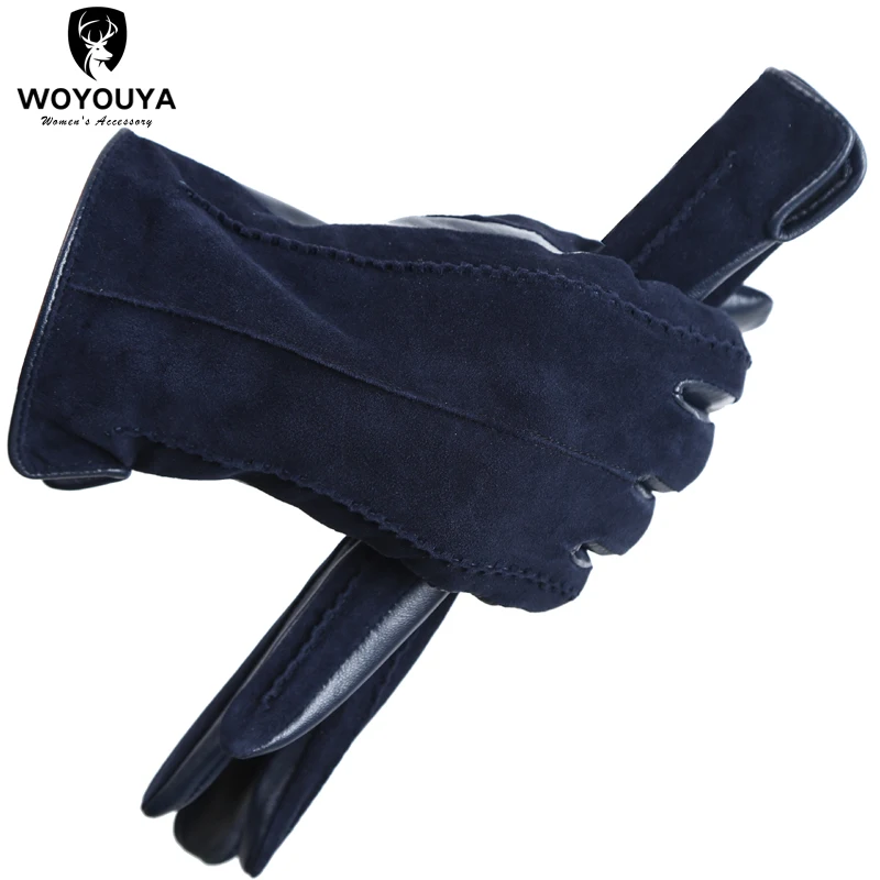 Colored Suede women's leather gloves,warm winter gloves,High-end leather gloves women,winter sheepskin women's gloves-2007