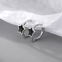 925 sterling silver black zircon cz huggie 11mm hoop earring piercing ohrringe pendant luxury fashion fine jewelry accessories