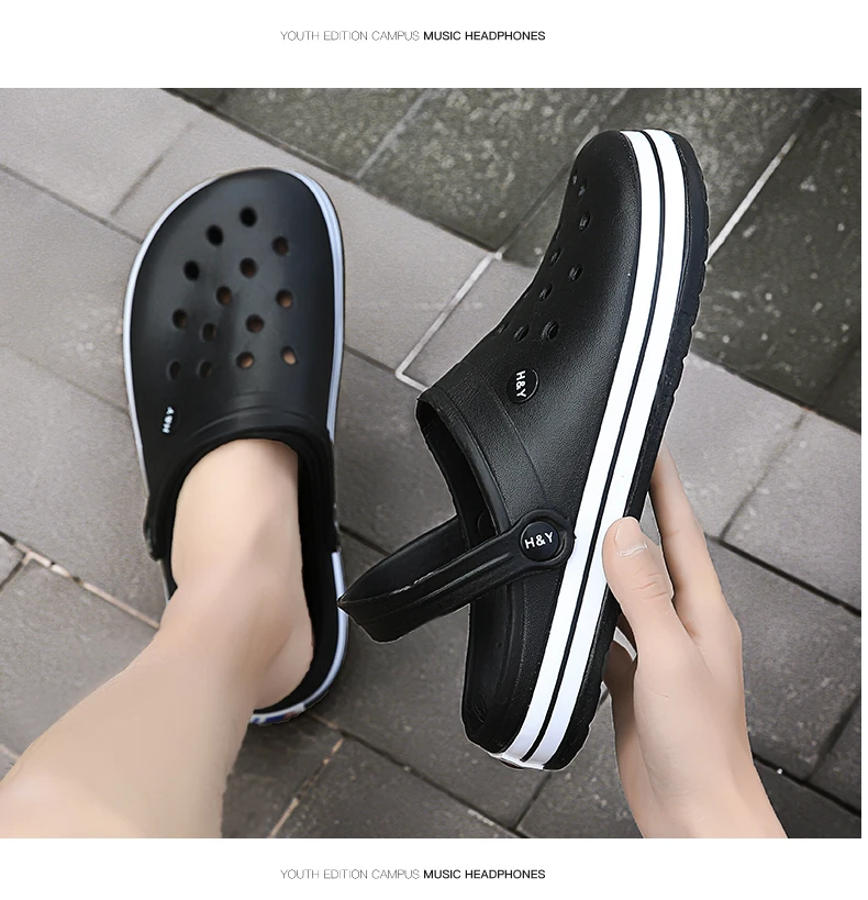 

2020 Boy Sandals Crocks Summer Hole Shoes Crok Rubber Clogs Men's EVA Garden Shoes Black Crocse Beach Flat Men Sandals Slippers
