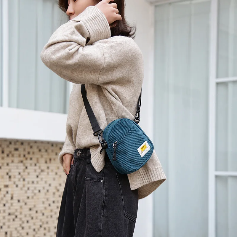 

New Unisex Shoulder Bag Small Simple Corduroy Flannel Round Bags Handbag Tote Satchel Ladies Outdoor Messenger Cross Body Bags