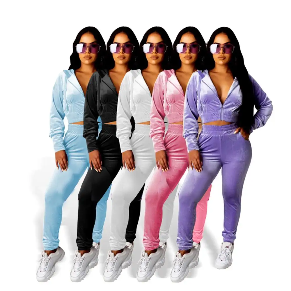 Женская облегающая Клубная одежда спортивная велюровая куртка на молнии с